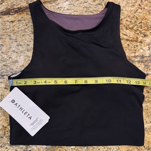 NWT  Athleta Conscious Crop Lace Size Small Black Sport Bra Yoga Gym Run - Picture 11 of 12